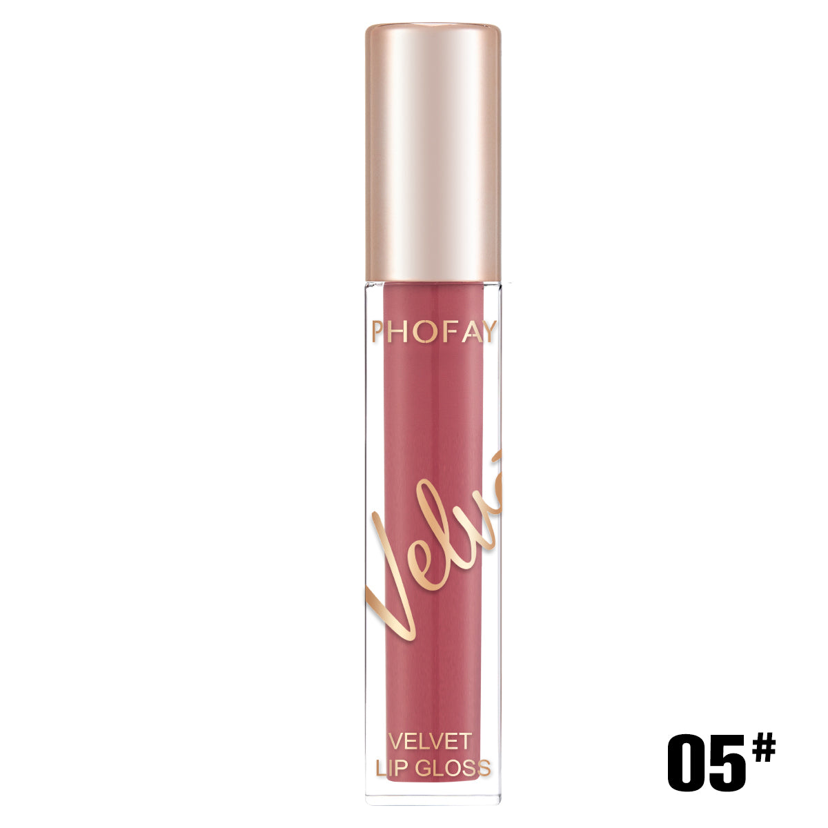 PHOFAY velvet lip gloss featuring a smooth matte finish in a elegant tube, perfect for long-lasting daily makeup, beauty looks, and stylish lip care in the UAE.