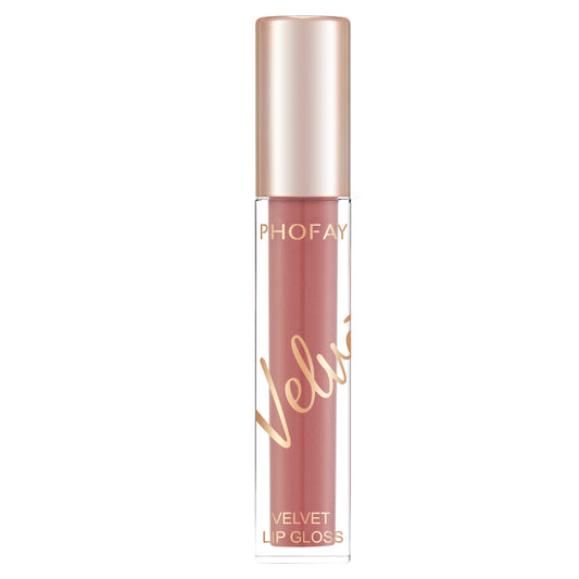 PHOFAY velvet lip gloss featuring a smooth matte finish in a elegant tube, perfect for long-lasting daily makeup, beauty looks, and stylish lip care in the UAE.