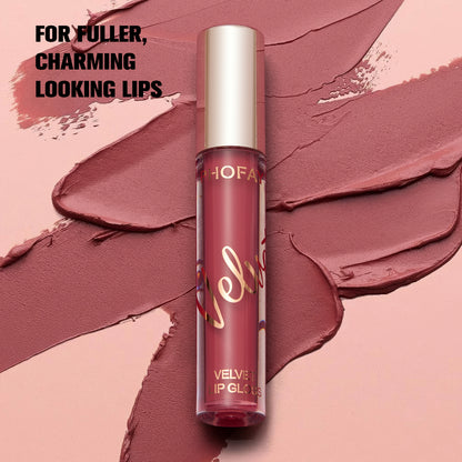 PHOFAY velvet lip gloss featuring a smooth matte finish in a elegant tube, perfect for long-lasting daily makeup, beauty looks, and stylish lip care in the UAE.