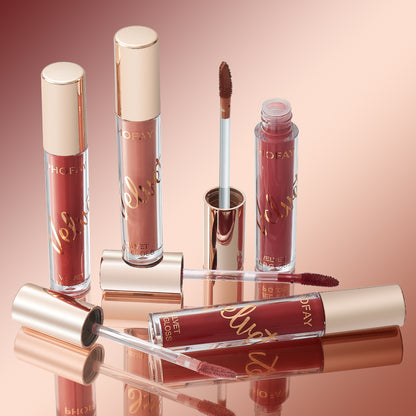 PHOFAY velvet lip gloss featuring a smooth matte finish in a elegant tube, perfect for long-lasting daily makeup, beauty looks, and stylish lip care in the UAE.