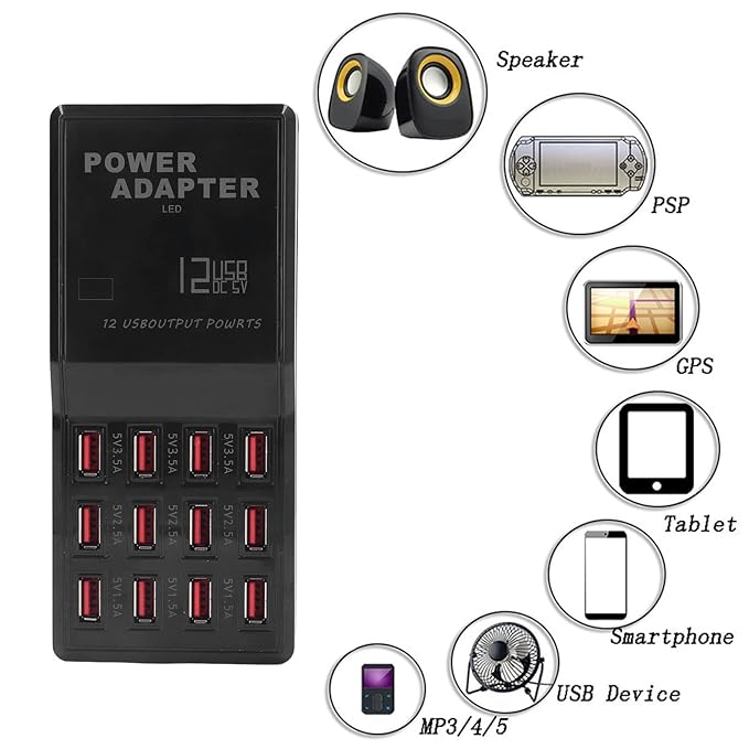 12-Port USB Charger – Multi Device Fast Charging Station for Home & Office
