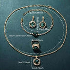 6PCS Women’s Luxury Rhinestone Quartz Watch Set – Vintage Star Analog Wrist Watch & Jewelry Combo