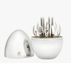 Luxury Egg Shaped Utensil Set – 24 Pcs Silver Plated Cutlery with Stylish Storage Box