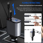 Premium 4-in-1 Car Fast Charger – Retractable Design + Real-Time Voltage Display 🚗⚡