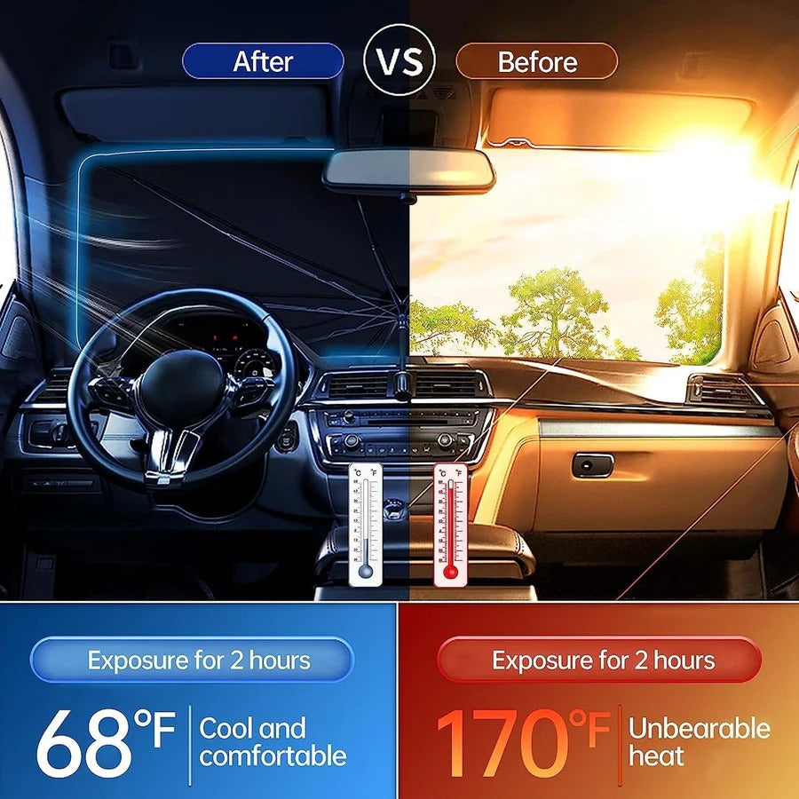 Car Umbrella Sun Shade – Front Windshield Protection Against Heat & UV Rays