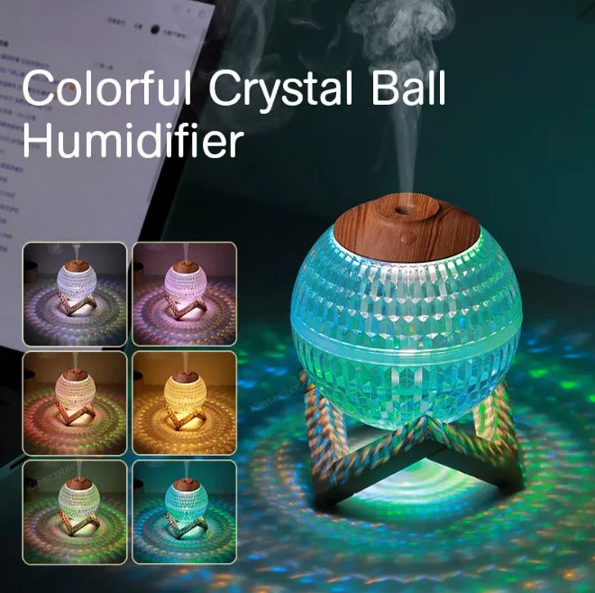 Colorful Crystal Ball Humidifier – Aromatherapy Oil Diffuser with Mist & LED Lights