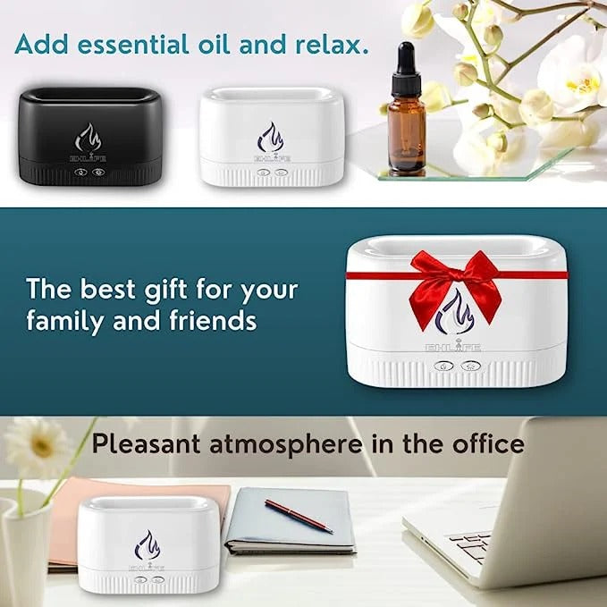 Flame Aroma Diffuser – LED Essential Oil Humidifier with Realistic Fire Effect