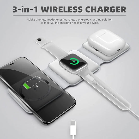 3-in-1 Wireless Charging Pad – Fast Charge for Phone, Watch & Earbuds ⚡