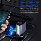 Premium 4-in-1 Car Fast Charger – Retractable Design + Real-Time Voltage Display 🚗⚡