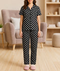 Women's Floral Printed 2 Piece Tracksuit Ladies Short Sleeve Collared Neck 5 Button Comfortable Fit Night Wear Co-Ord Set