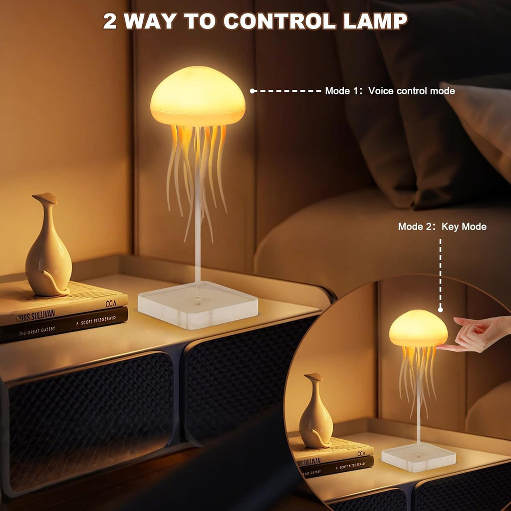Jellyfish Lamp, Voice Control Jellyfish Lamp with Dancing Legs, RGB Gradient Jellyfish Bedside Lamp, Rechargeable Jellyfish Table Lamp Christmas Gifts