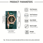 6PCS Women’s Luxury Rhinestone Quartz Watch Set – Vintage Star Analog Wrist Watch & Jewelry Combo