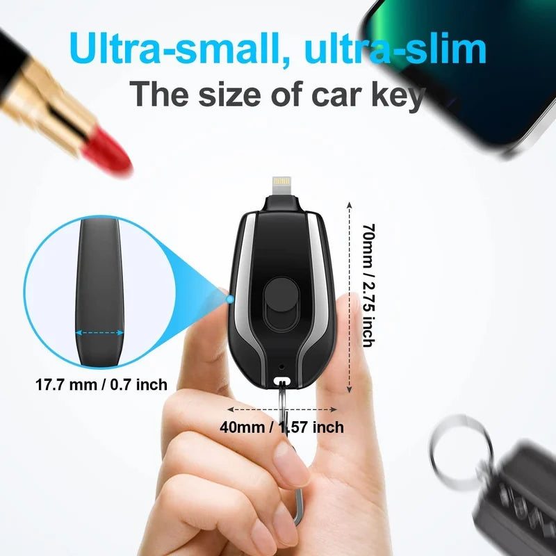 Emergency Portable Keychain Charger – Mini Power Bank for On-the-Go Charging