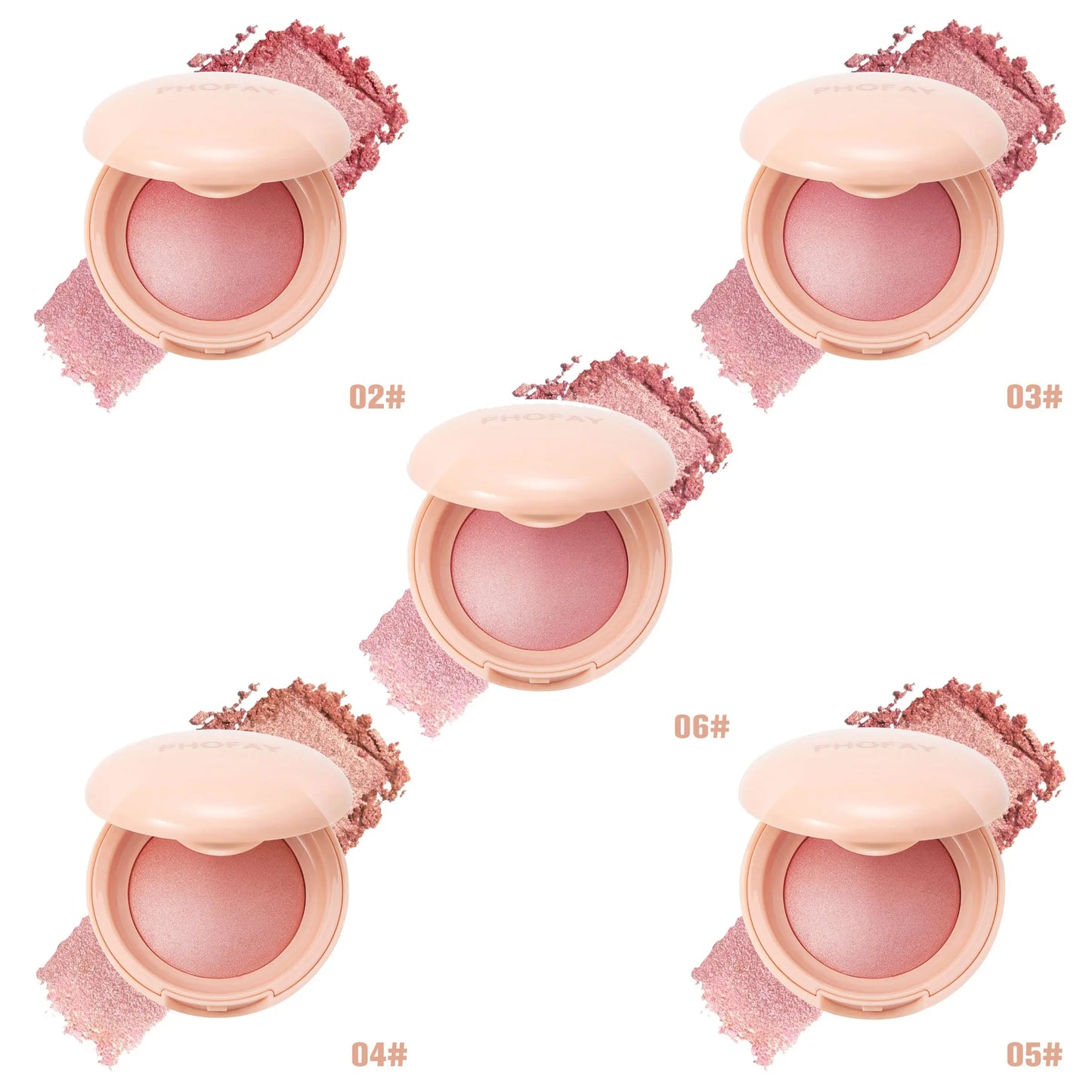 PHOFAY luminous powder blush in a soft pink compact, featuring a radiant and glowing finish, perfect for natural daily makeup and enhancing cheeks in the UAE.