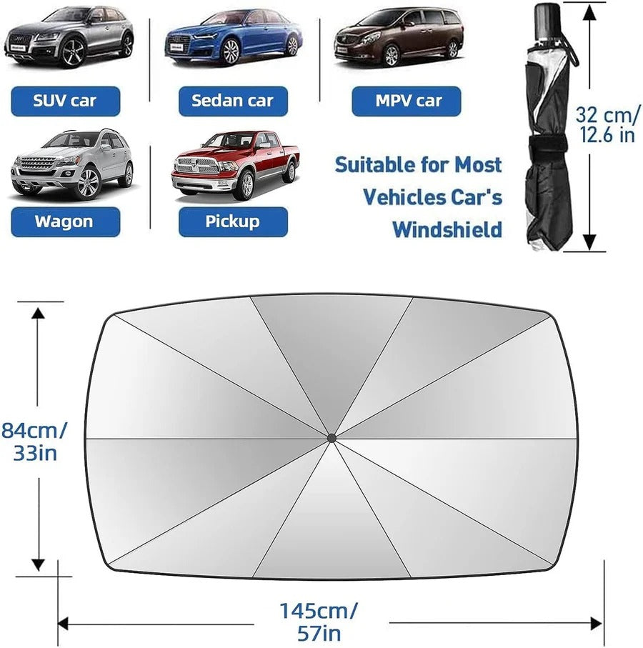 Car Umbrella Sun Shade – Front Windshield Protection Against Heat & UV Rays