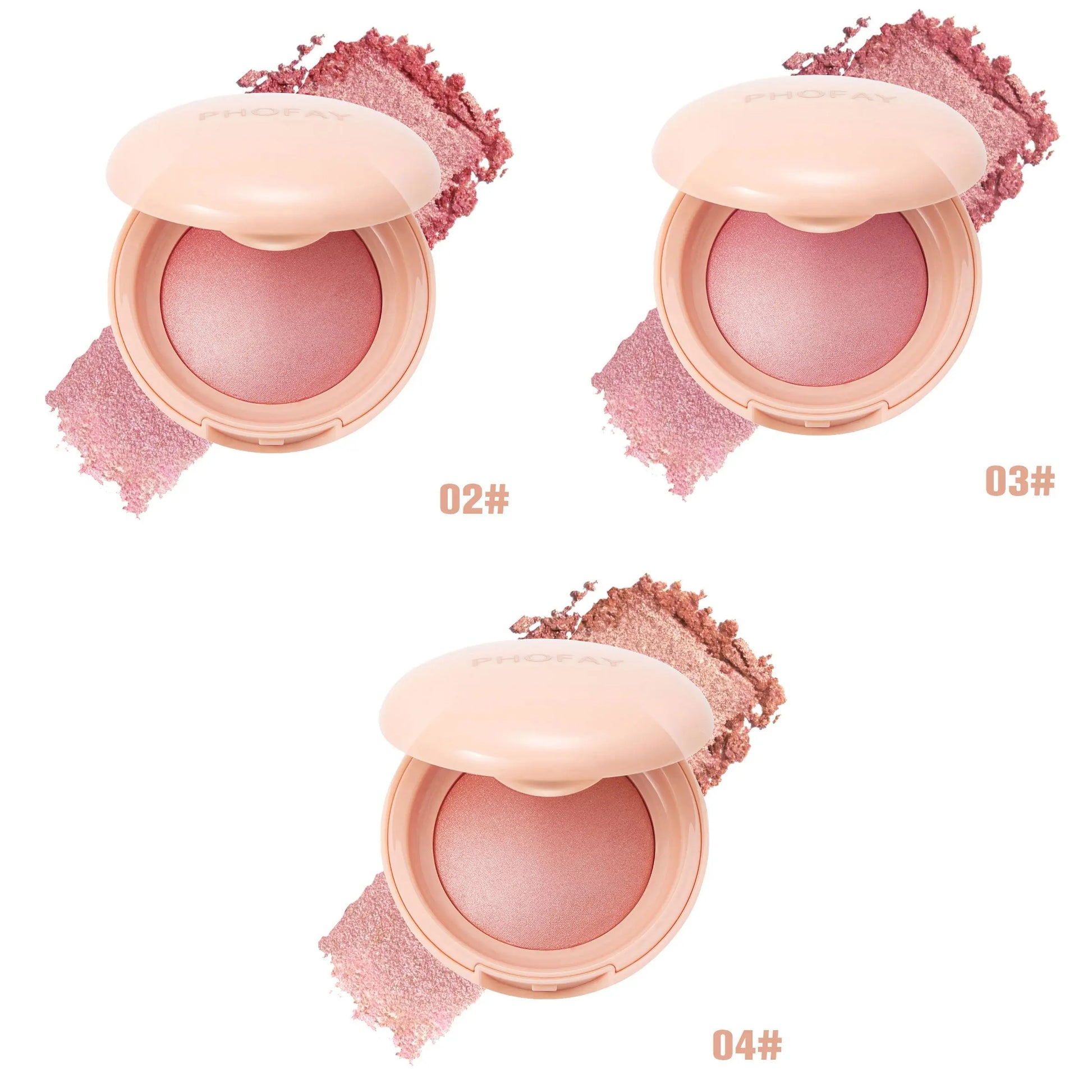 PHOFAY luminous powder blush in a soft pink compact, featuring a radiant and glowing finish, perfect for natural daily makeup and enhancing cheeks in the UAE.