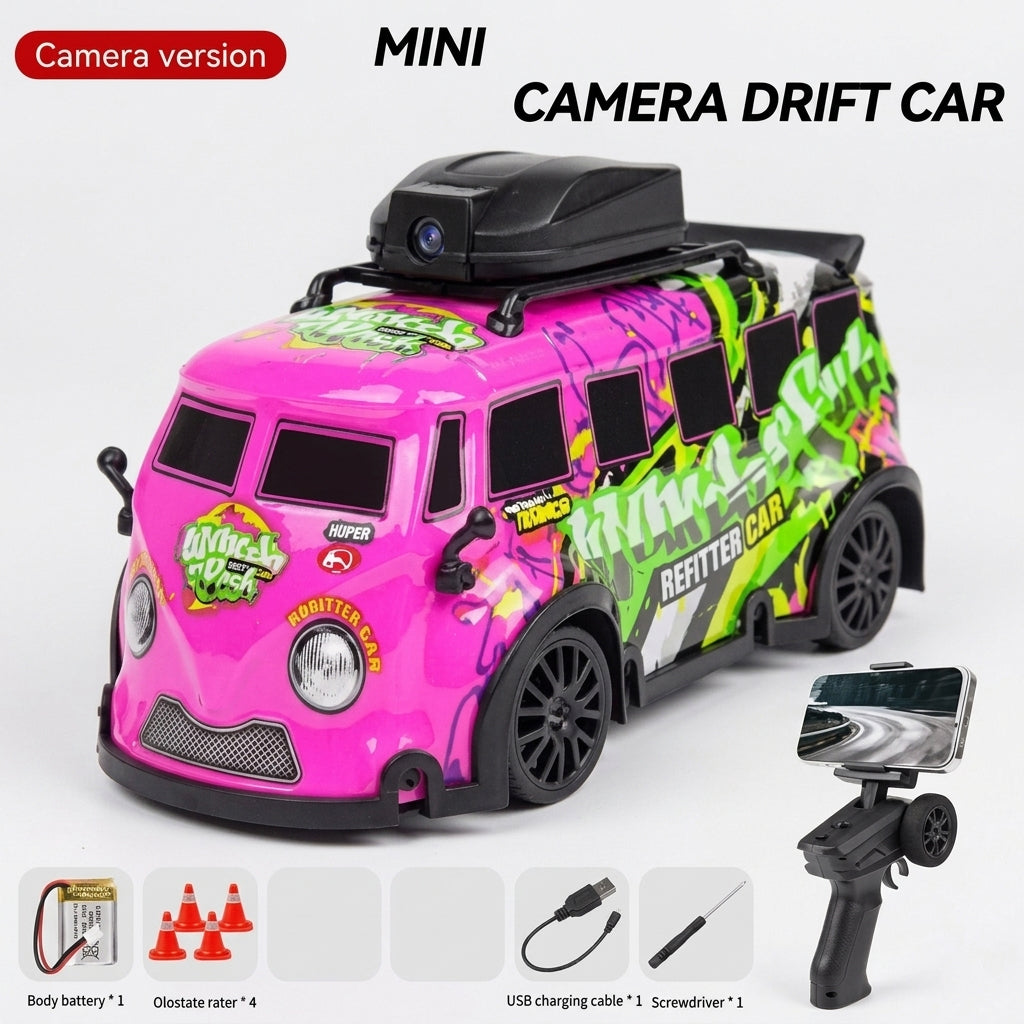 📸🔥 2.4GHz RC Mini Camera Drift Van – High Speed Remote Control Drift Car with Realistic Retro Design 🚐💨