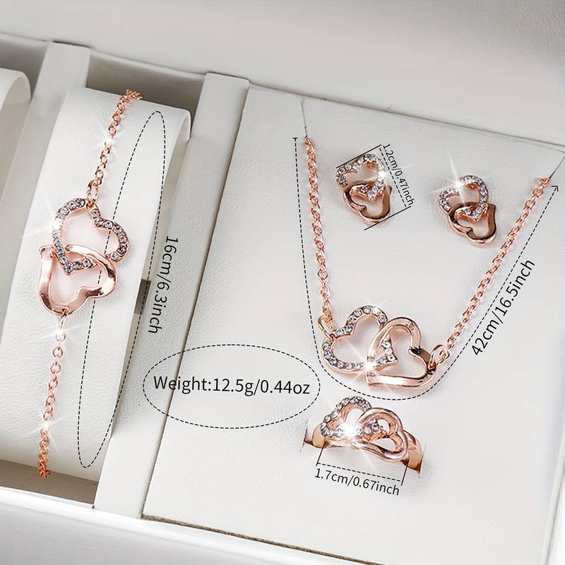 6PCS Women’s Watch & Jewelry Set – Shiny Quartz Analog PU Leather Wrist Watch Combo