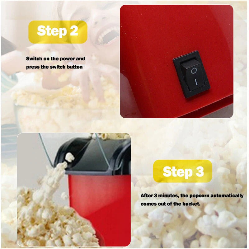 Mini Popcorn Machine – Quick Hot Air Popcorn Maker for Home & Kids Fun