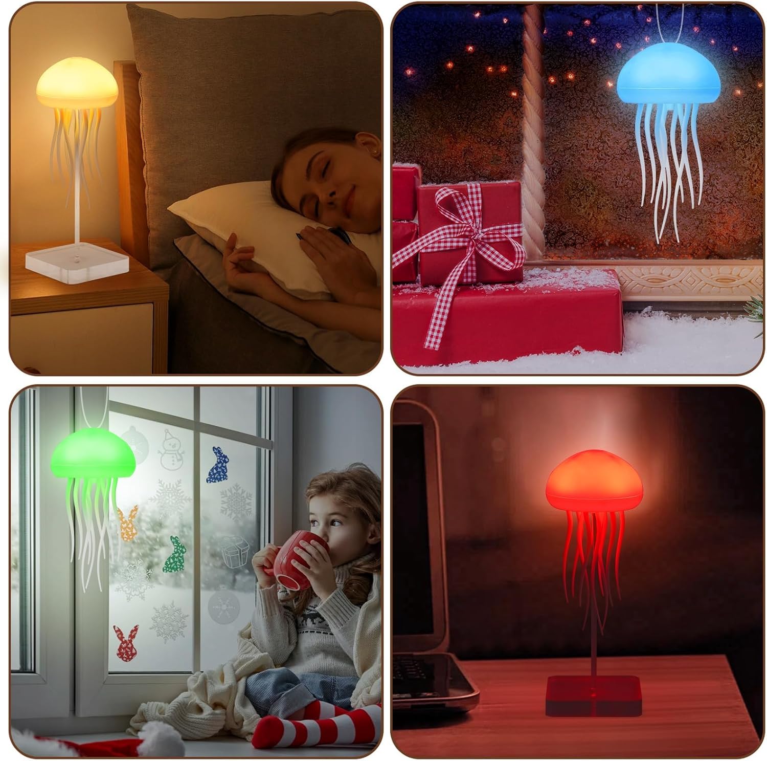 Jellyfish Lamp, Voice Control Jellyfish Lamp with Dancing Legs, RGB Gradient Jellyfish Bedside Lamp, Rechargeable Jellyfish Table Lamp Christmas Gifts