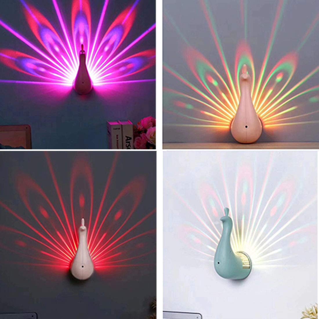🦚 Peacock Galaxy Projector Lamp – Remote Control Night Light
