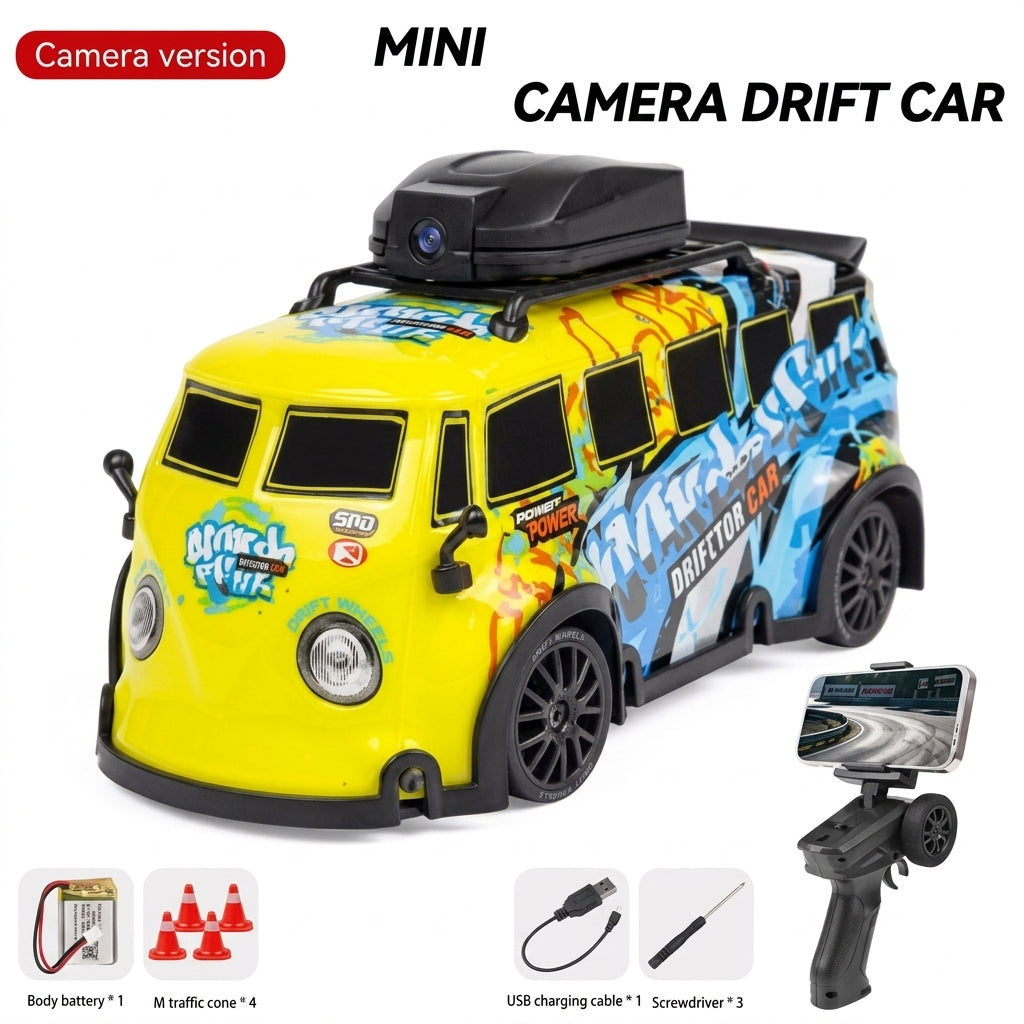 📸🔥 2.4GHz RC Mini Camera Drift Van – High Speed Remote Control Drift Car with Realistic Retro Design 🚐💨