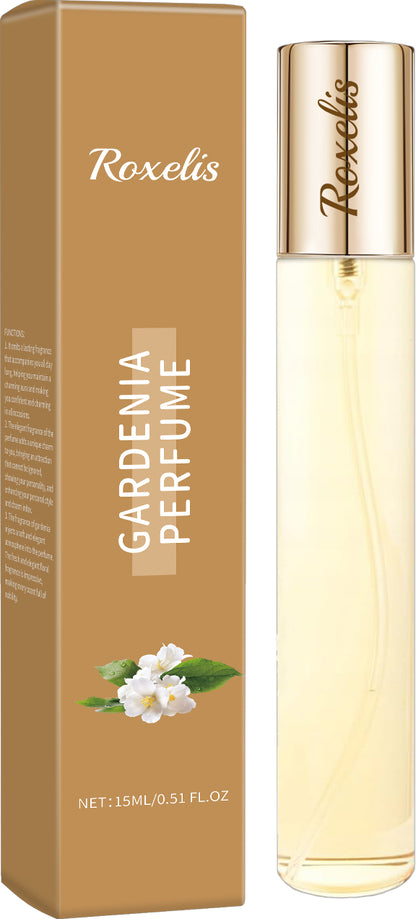Roxelis Gardenia Perfume for women, a 15ml portable floral fragrance spray featuring an elegant and refreshing scent, perfect for daily use and travel-friendly luxury, available at FASHIONARIE CLUB.