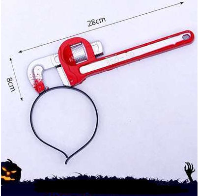 Set of funny and scary Halloween tricky headbands featuring fake bloody weapons like knives, scissors, axes, and wrenches, perfect for costume parties in UAE.
