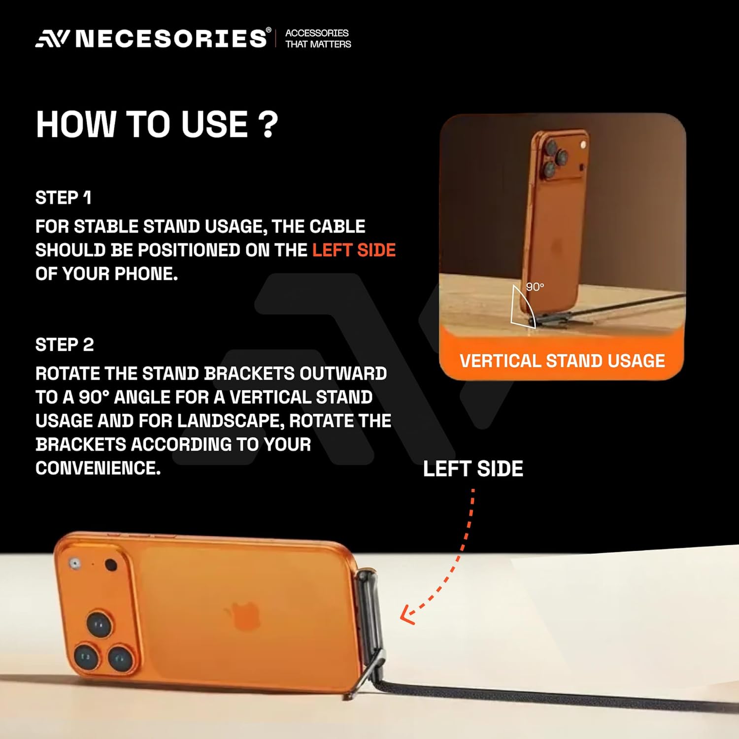 🔋 240W Fast Charger Cable with Mobile Holder Stand