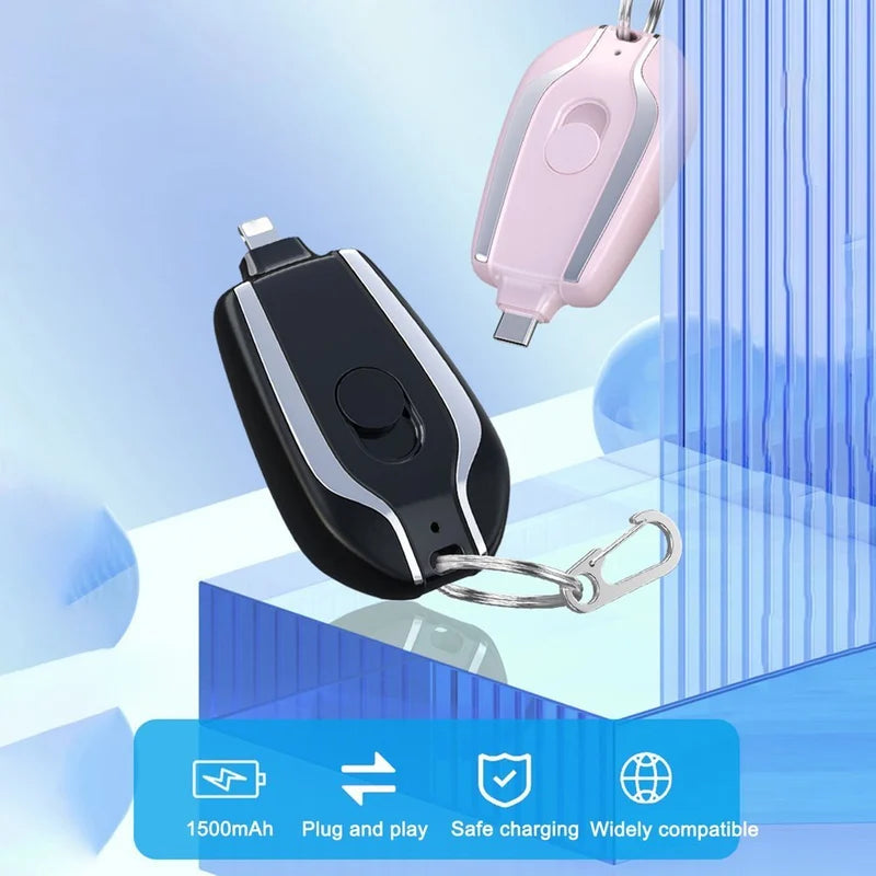 Emergency Portable Keychain Charger – Mini Power Bank for On-the-Go Charging