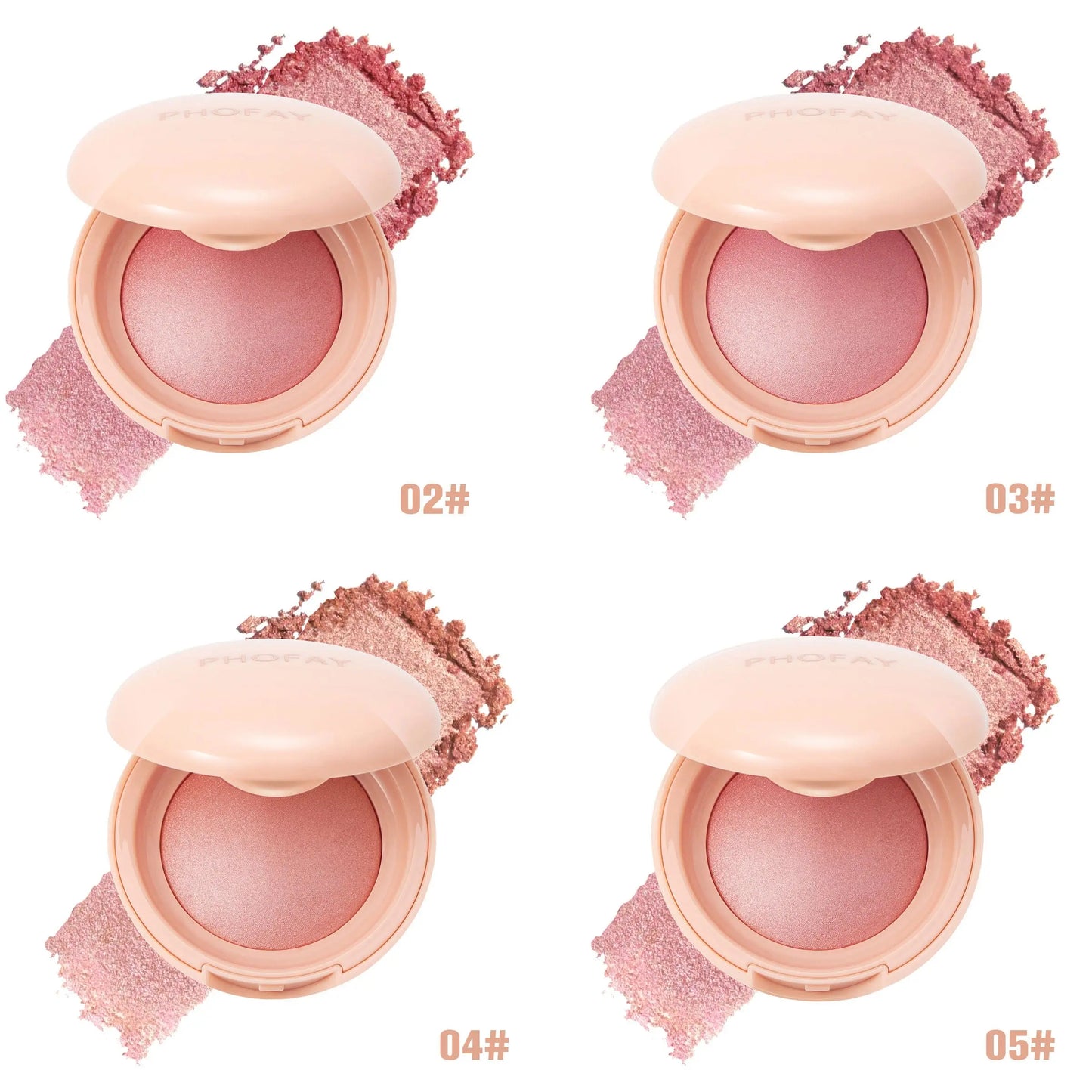 PHOFAY luminous powder blush in a soft pink compact, featuring a radiant and glowing finish, perfect for natural daily makeup and enhancing cheeks in the UAE.