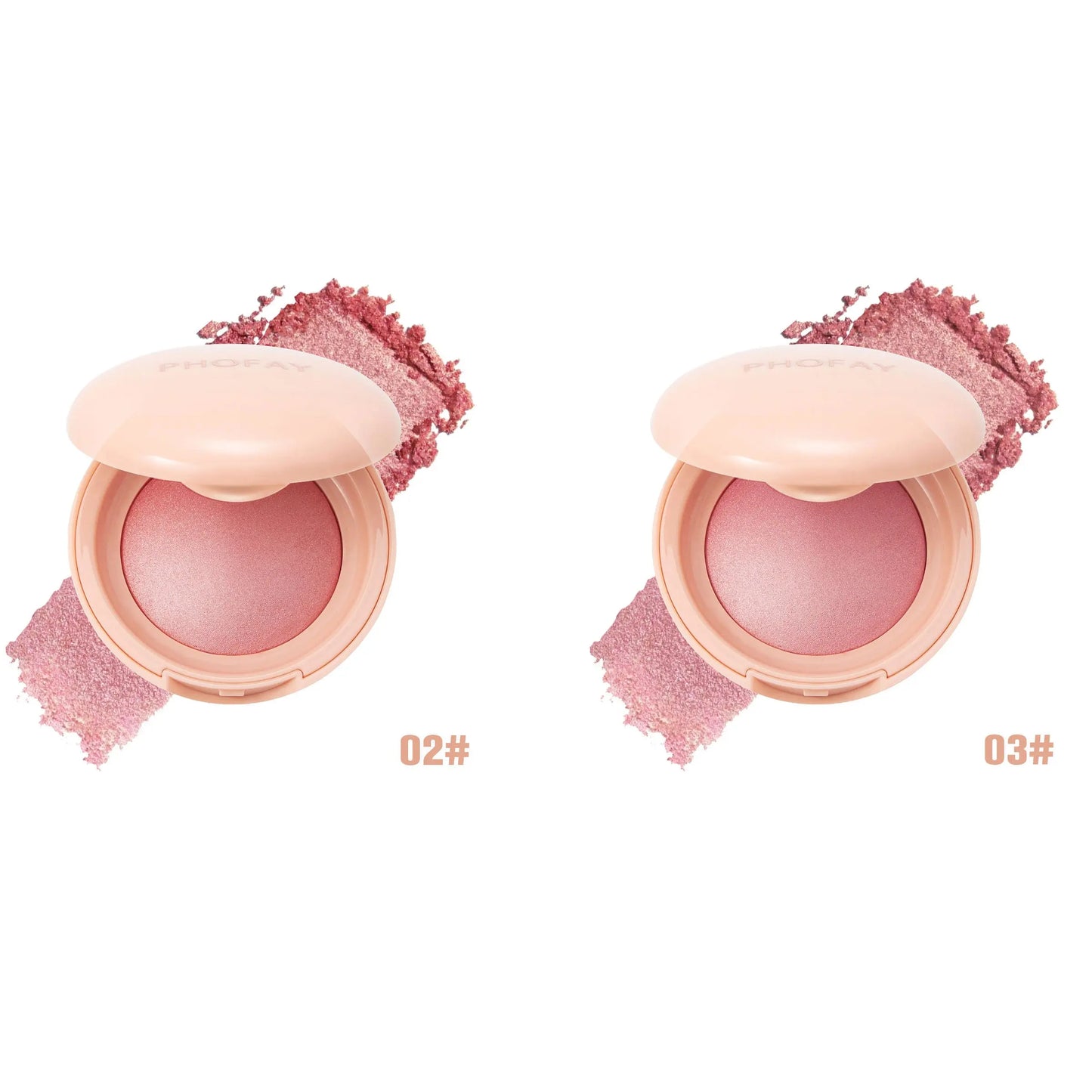 PHOFAY luminous powder blush in a soft pink compact, featuring a radiant and glowing finish, perfect for natural daily makeup and enhancing cheeks in the UAE.