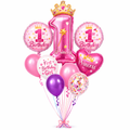 Baby Girl 1st Birthday Balloon Set (7PCS) – Princess Theme Party Decoration