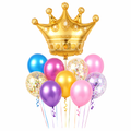 Crown Foil Balloon Set (10PCS) – Glitter Party Decoration Balloons