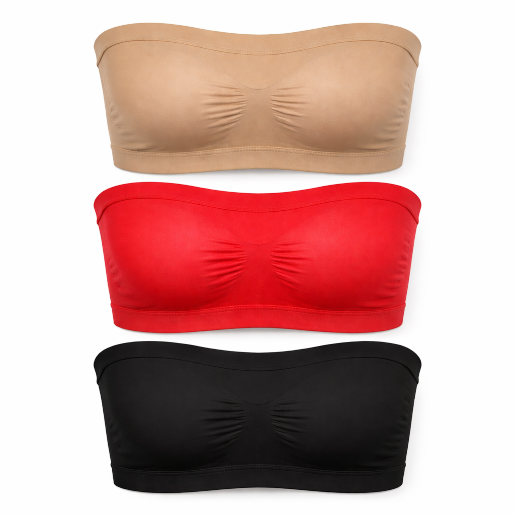 Women’s Seamless Bandeau Bra – Strapless Soft Stretch Bralette