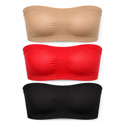 Women’s Seamless Bandeau Bra – Strapless Soft Stretch Bralette