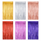 Blue Metallic Foil Fringe Curtain (3ft × 6ft) – Party Decoration Backdrop