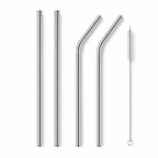 Reusable Stainless Steel Straws Set (5PCS) – Metal Drinking Straws with Cleaning Brush