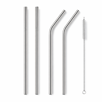 Reusable Stainless Steel Straws Set (5PCS) – Metal Drinking Straws with Cleaning Brush