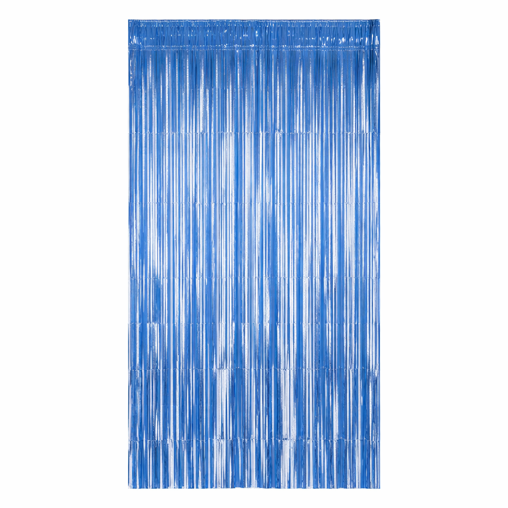 Blue Metallic Foil Fringe Curtain (3ft × 6ft) – Party Decoration Backdrop