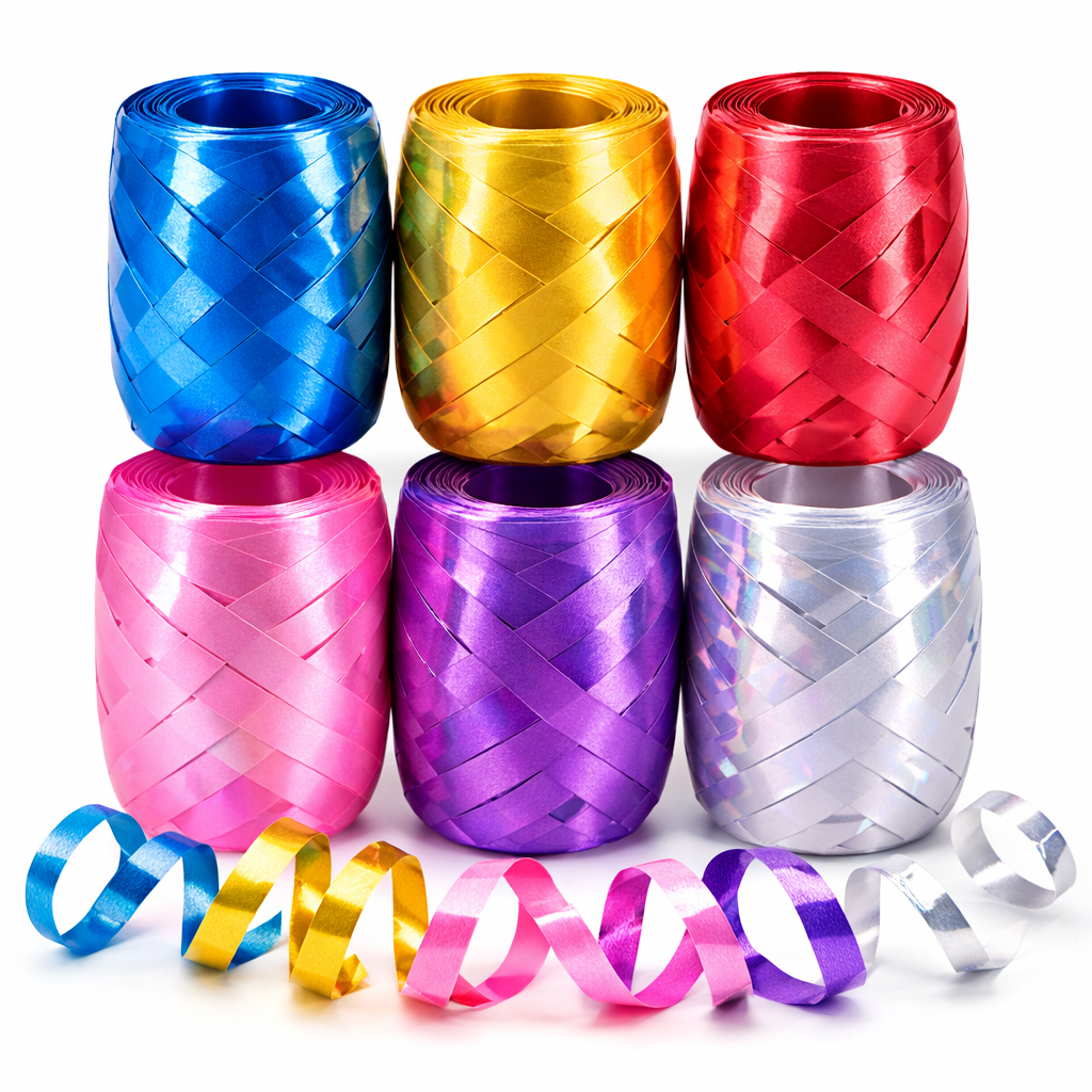 6 Rolls Curling Balloon Ribbon – Assorted Color Party Decoration Ribbon