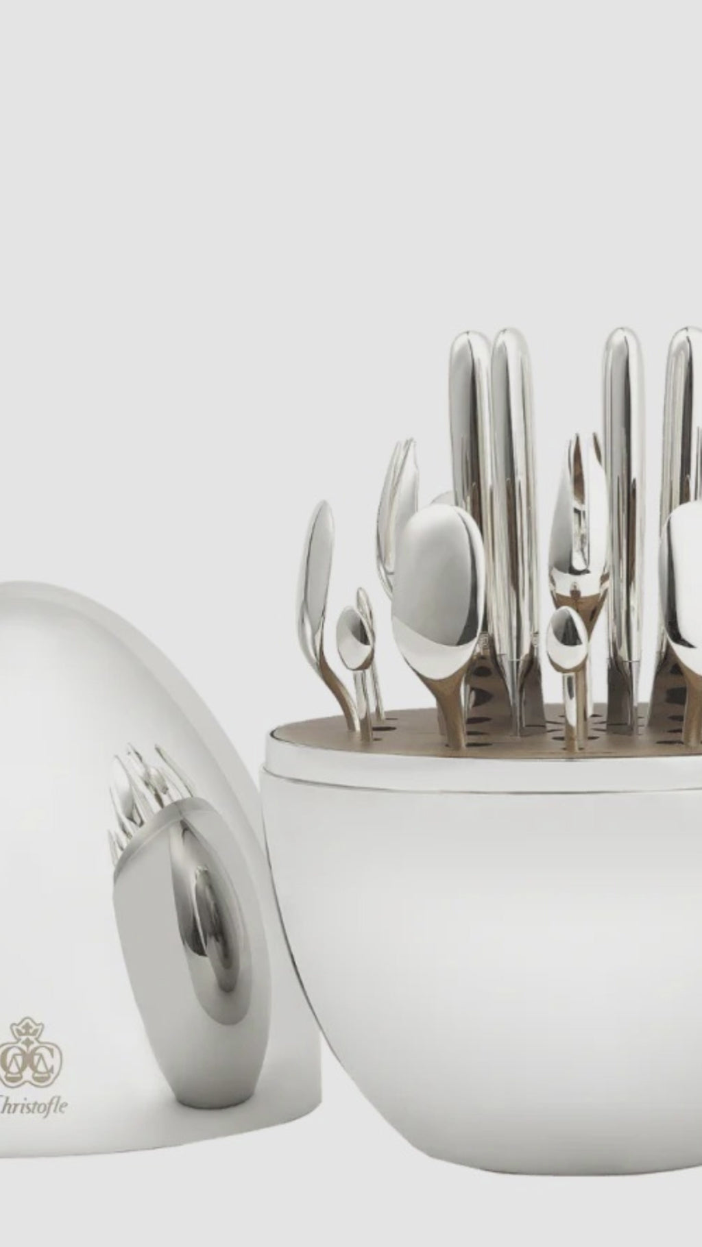 Luxury Egg Shaped Utensil Set – 24 Pcs Silver Plated Cutlery with Stylish Storage Box