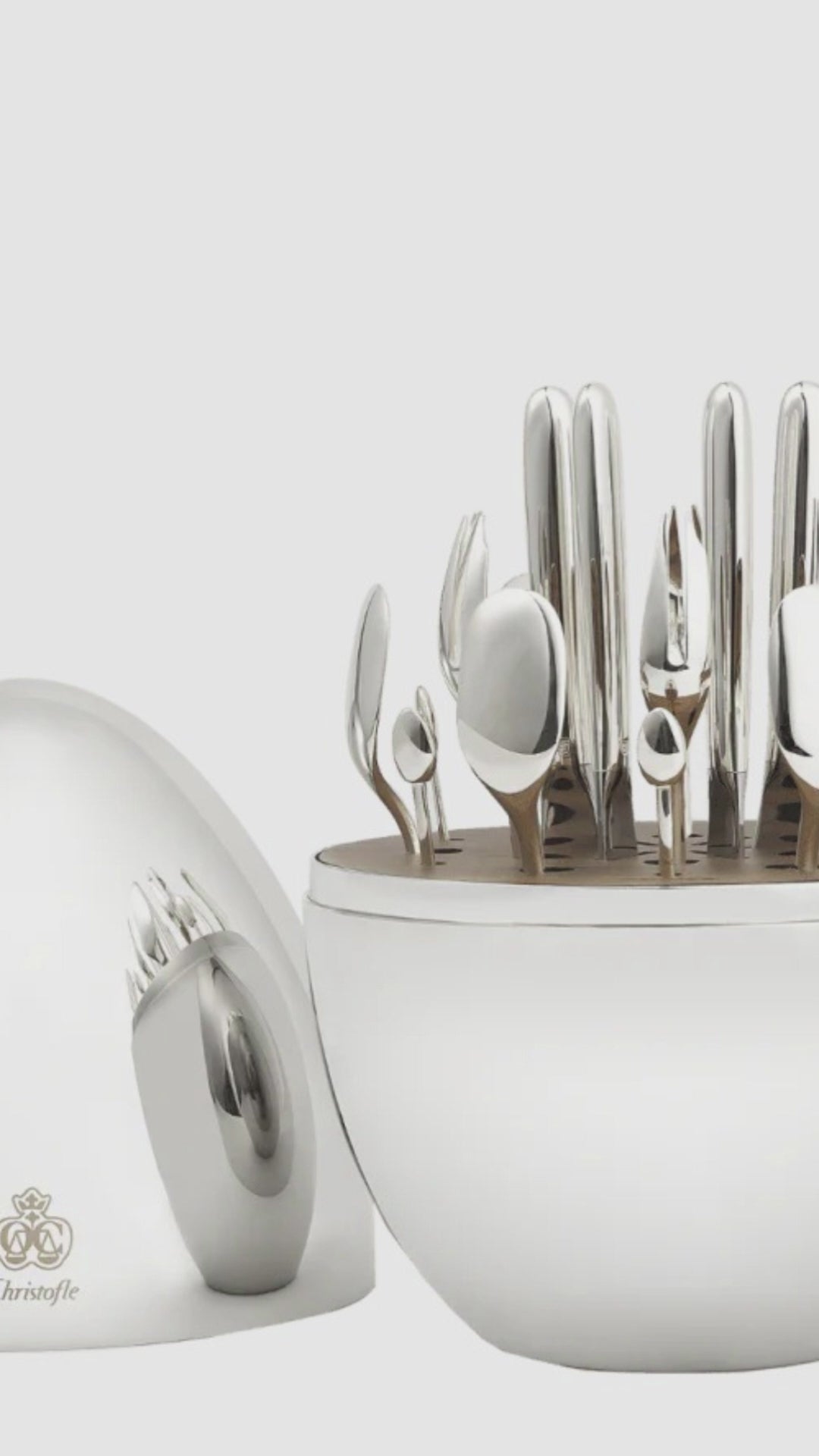 Luxury Egg Shaped Utensil Set – 24 Pcs Silver Plated Cutlery with Stylish Storage Box